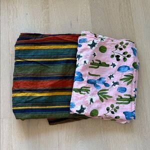2/$30 Rayon lightweight fabric bundle Cactus and stripe printed